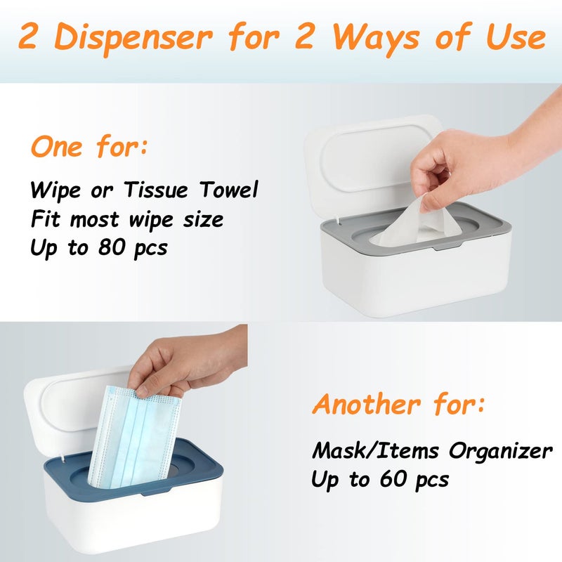 Seposeve 2 Pack Wipes Dispenser, Wipe Holder for Baby & Adult, Refillable Wipe Container, Keeps Wipes Fresh, One-Handed Operation. Non-Slip, Easy Open/Close Wipes Pouch Case - Image 5